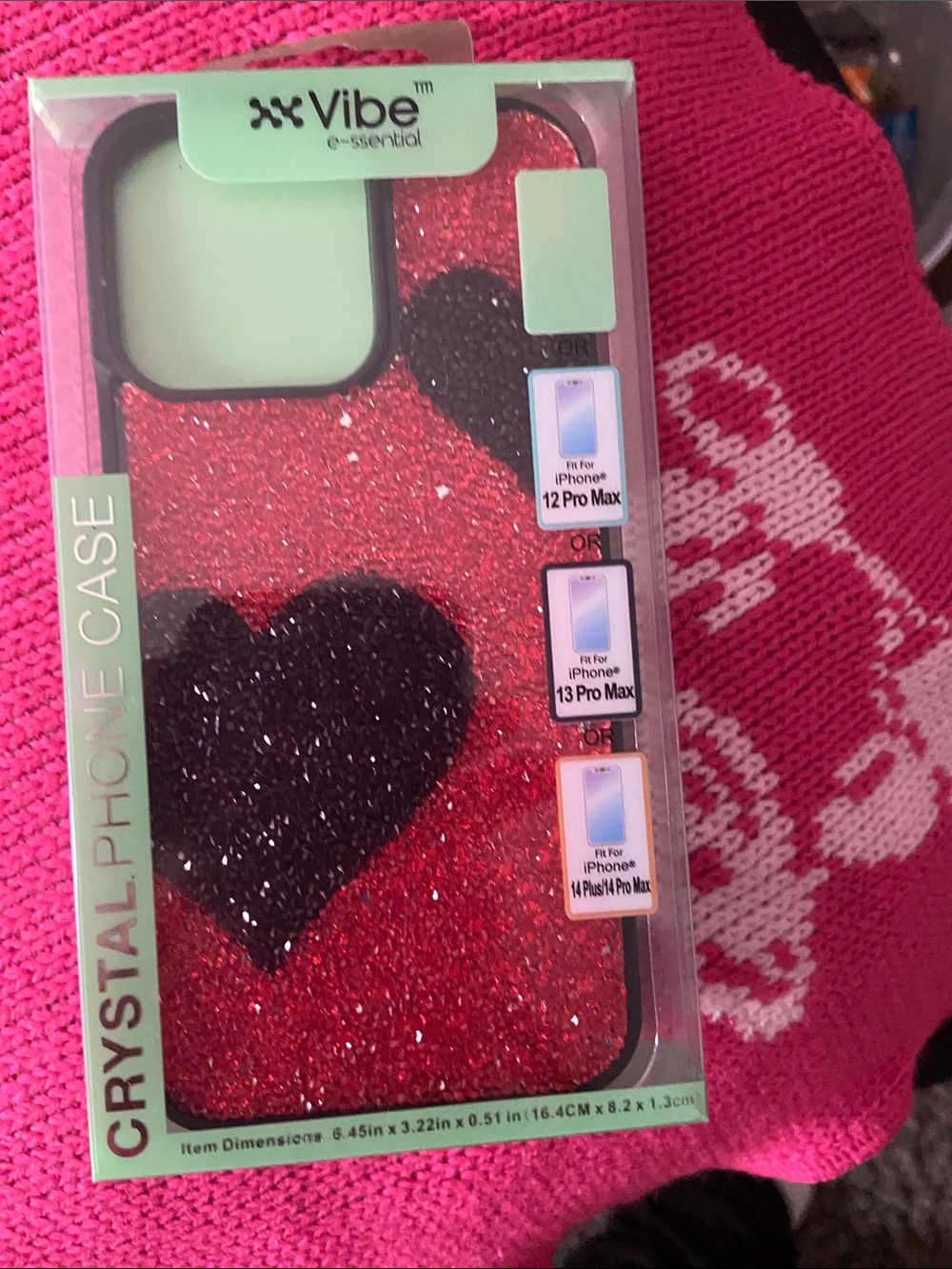 Vibe Red Glitter Phone Case with Black Heart